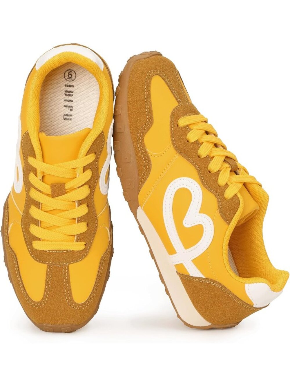 Women's Yellow Trendy Comfortable Casual Retro Tennis Shoes Fashion Sneakers